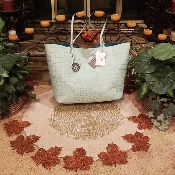 London Fog Handbags - London Fog Embossed Faux Croc Tote